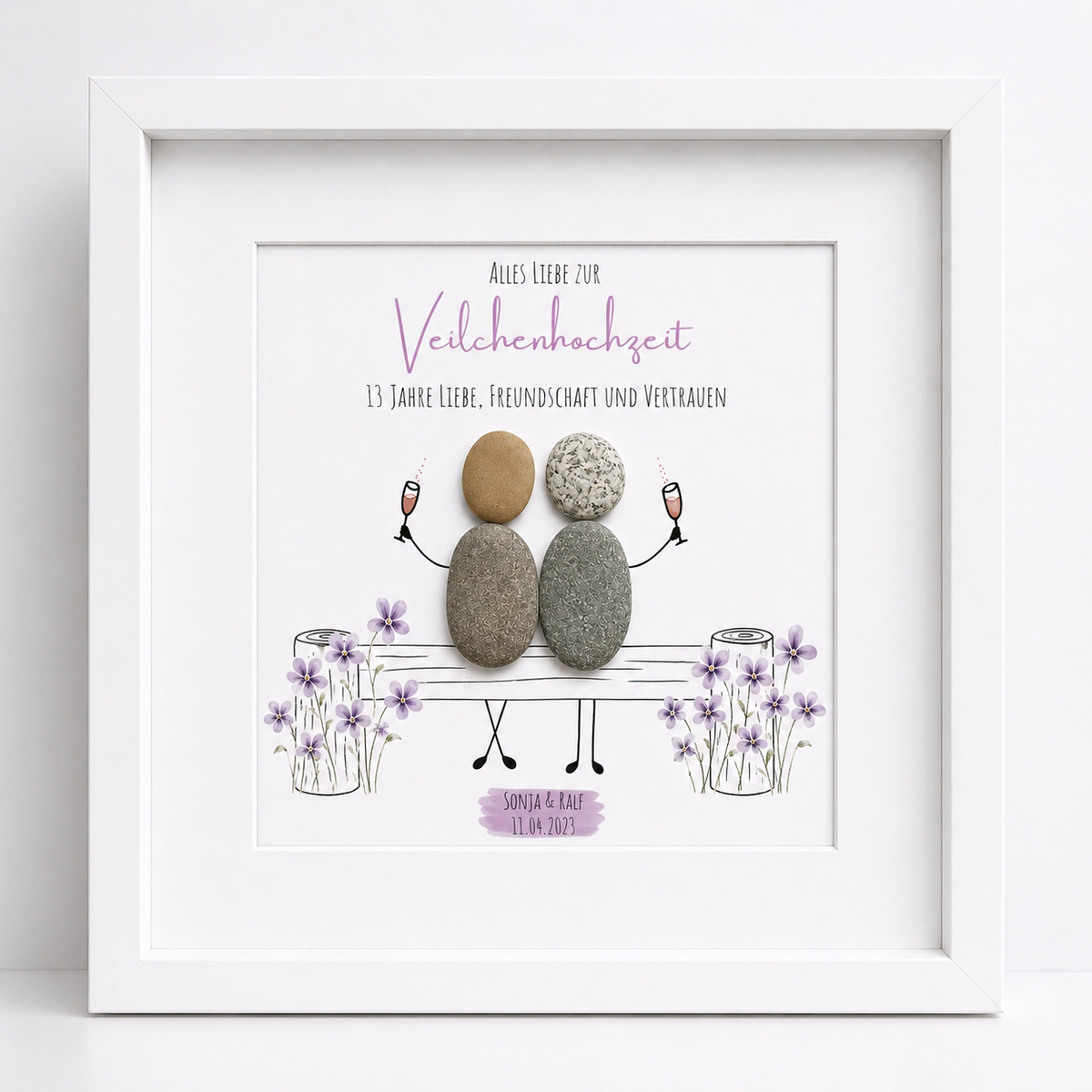 Steinbild Veilchenhochzeit – 13 Jahre Liebe, Freundschaft und Vertrauen