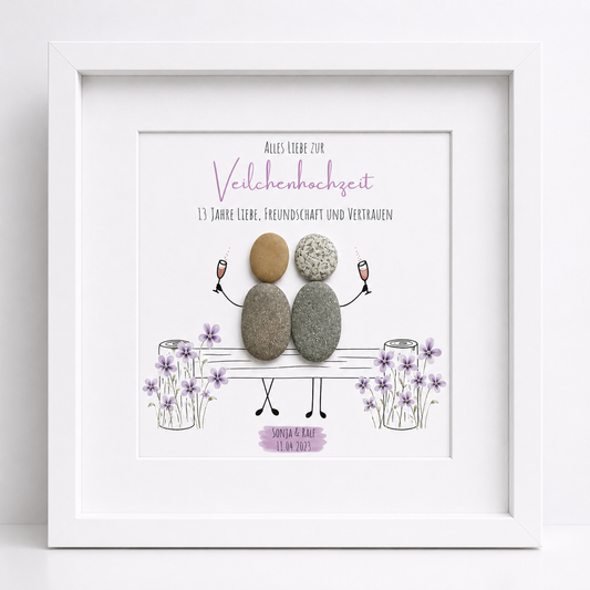 Steinbild Veilchenhochzeit – 13 Jahre Liebe, Freundschaft und Vertrauen