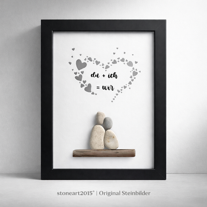 Steinbild Liebe – „Du + ich = wir" – Geschenk für Paare