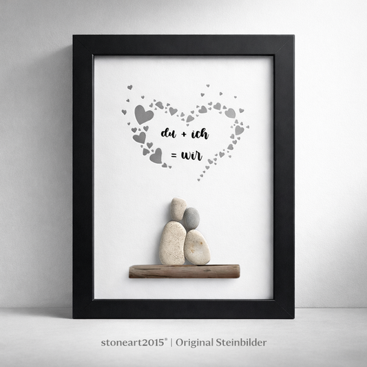 Steinbild Liebe – „Du + ich = wir" – Geschenk für Paare
