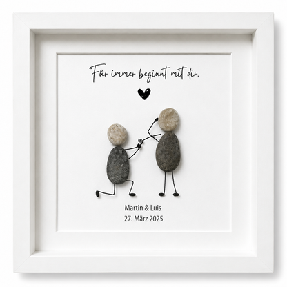 Stone sculpture "Happy Anniversary – We Two Forever"