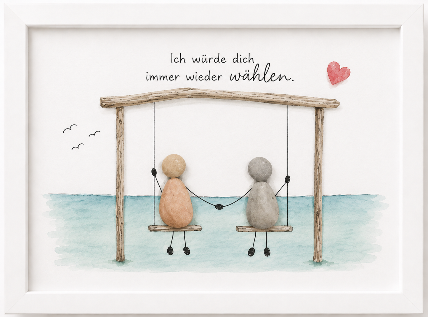 Kieselsteinbild Ich würde dich immer wieder wählen – Geschenk für Partner, handgemachtes Steinbild