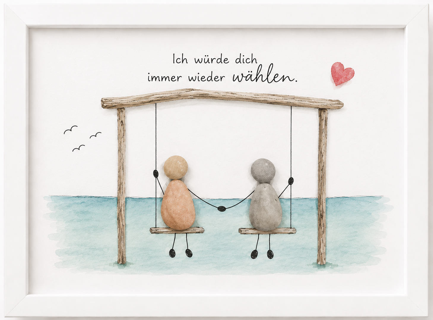 Kieselsteinbild Ich würde dich immer wieder wählen – Geschenk für Partner, handgemachtes Steinbild