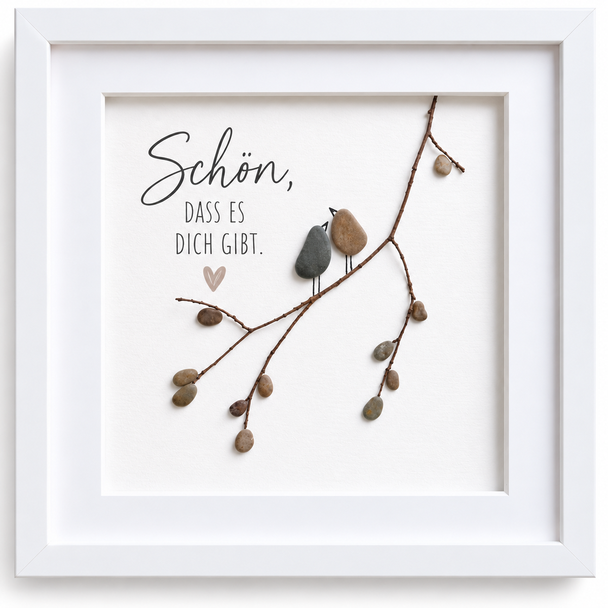 Kieselsteinbild Schön, dass es dich gibt – Geschenk für den geliebten Menschen, handgemachtes Steinbild