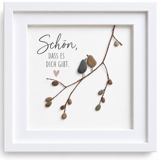 Kieselsteinbild Schön, dass es dich gibt – Geschenk für den geliebten Menschen, handgemachtes Steinbild