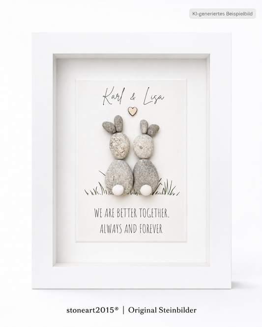 Kieselsteinbild We are better together, always and forever – personalisiertes Paar-Geschenk, handgemachtes Steinbild