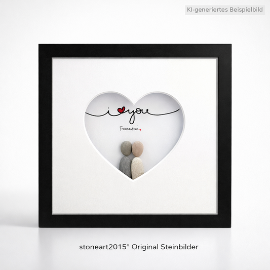 Handgemachtes Steinbild „I Love You“ – romantisches Geschenk aus Natursteinen