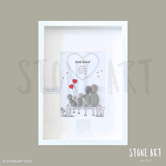 HOCH28-Steinbild Kristallhochzeit-Geschenkidee zum 15 Hochzeitstag