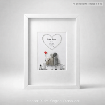 Kieselsteinbild Kristallhochzeit – Geschenk zum 15. Hochzeitstag, handgemachtes Steinbild