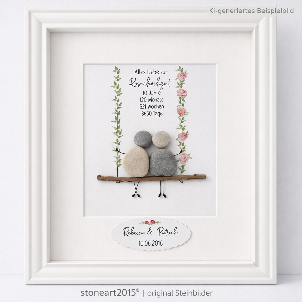Steinbild Rosenhochzeit – Geschenk zum 10. Hochzeitstag