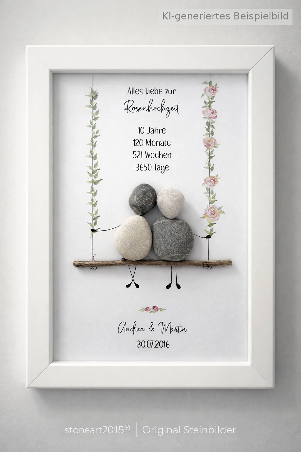 Steinbild Rosenhochzeit – Geschenk zum 10. Hochzeitstag