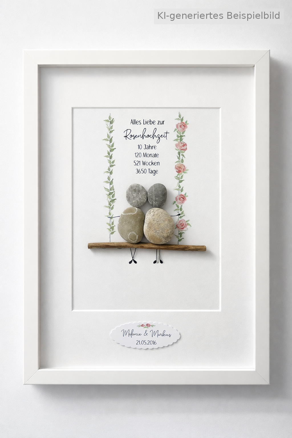 Steinbild Rosenhochzeit – Geschenk zum 10. Hochzeitstag