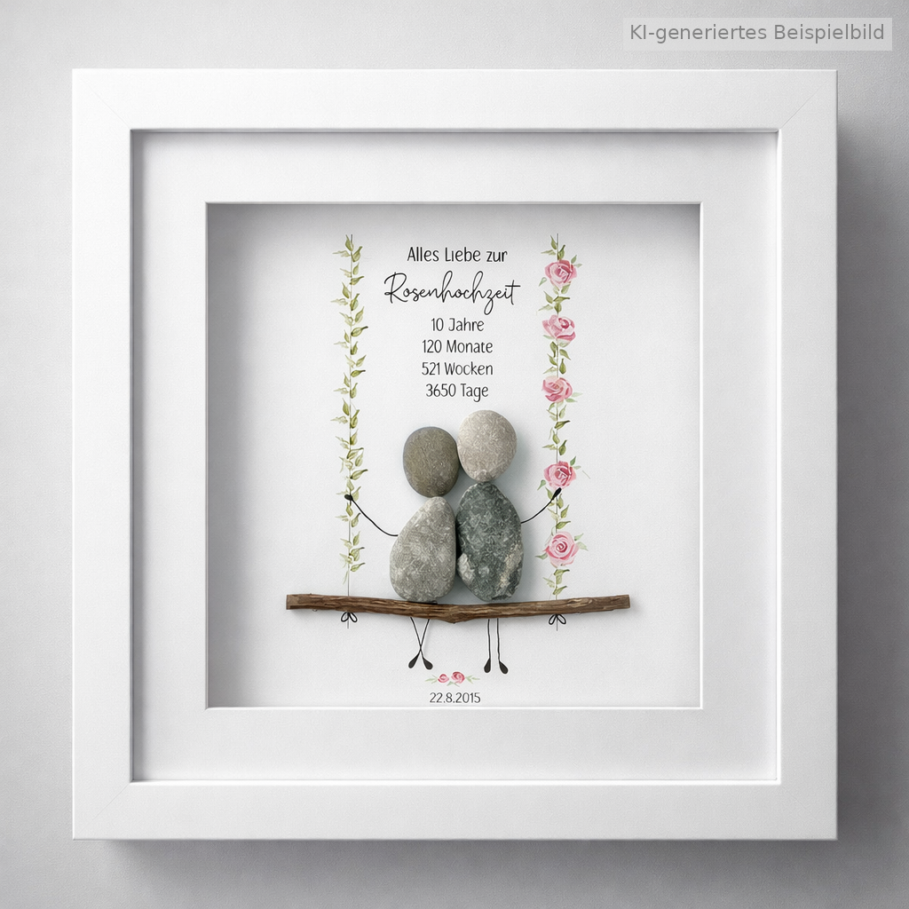Steinbild Rosenhochzeit – Geschenk zum 10. Hochzeitstag