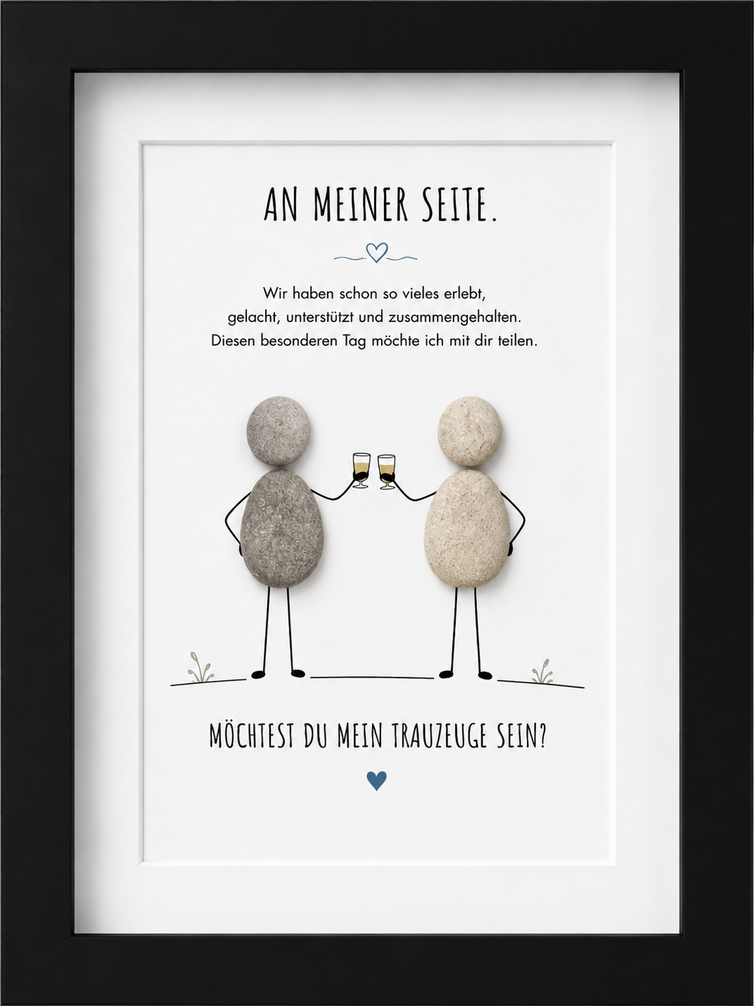 Kieselsteinbild An meiner Seite – Geschenk für Trauzeuge, handgemachtes Steinbild