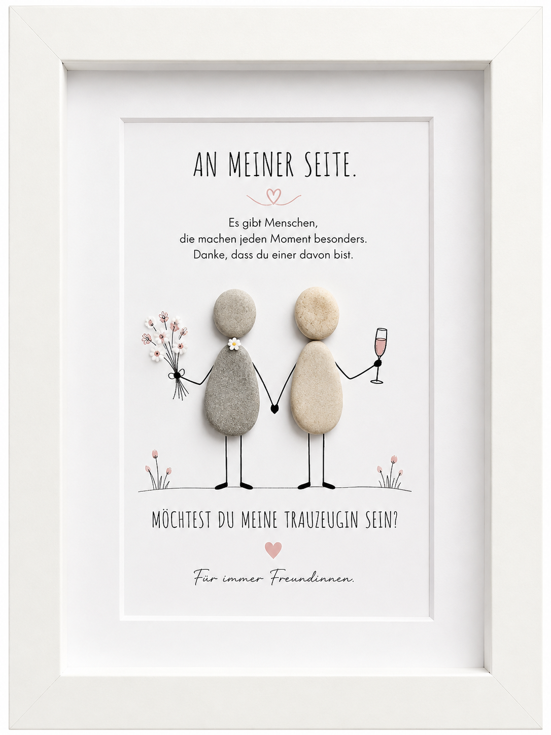 Kieselsteinbild An meiner Seite – Trauzeugin-Geschenk, handgemachtes Steinbild