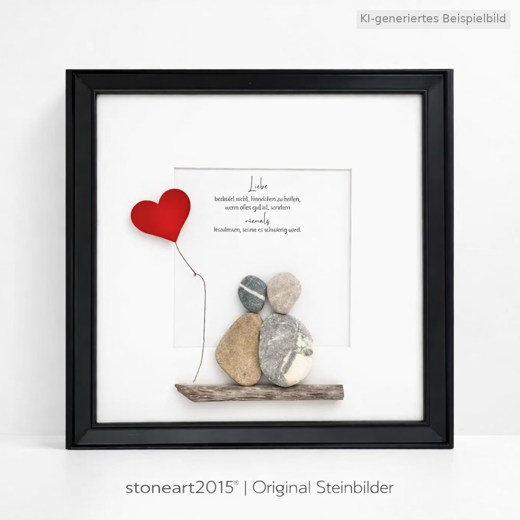 Kieselsteinbild Liebe bedeutet nicht Händchen zu halten, handgemachtes Steinbild