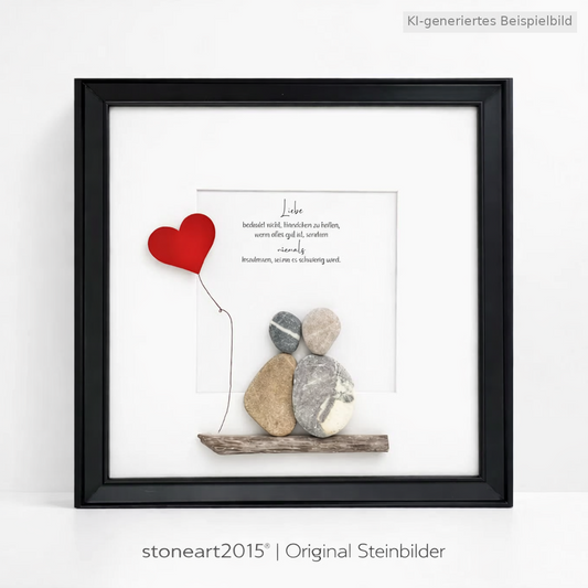 Kieselsteinbild Liebe bedeutet nicht Händchen zu halten, handgemachtes Steinbild