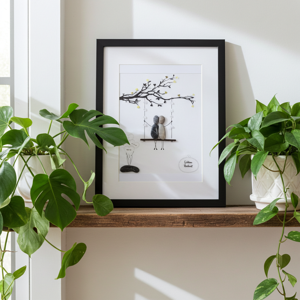 Steinbild Goldene Hochzeit als Wohnraumdekoration