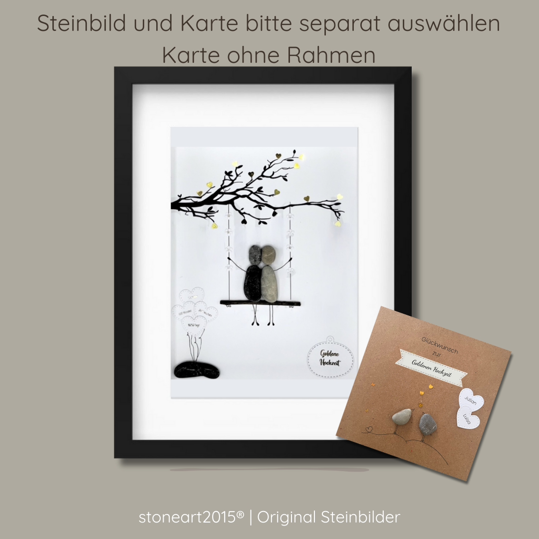 Steinbild Goldene Hochzeit optional mit passender Karte