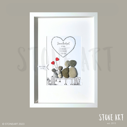 Steinbild Diamantene Hochzeit – Geschenk zum 60. Hochzeitstag, Kieselsteine handgemacht