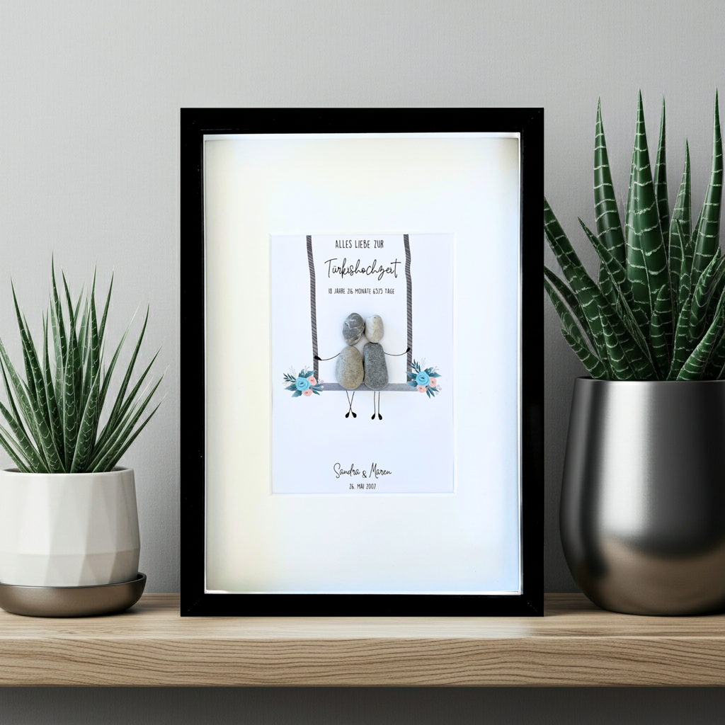 Steinbild zur Türkishochzeit im Wohnraum – Geschenkidee zum 18. Hochzeitstag personalisierbar