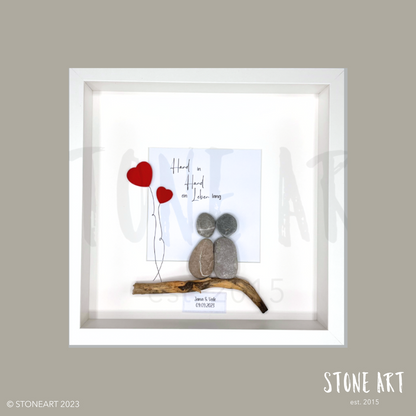 Handgemachtes Steinbild Hand in Hand ein Leben lang – romantisches Geschenk zur Hochzeit oder zum Jahrestag