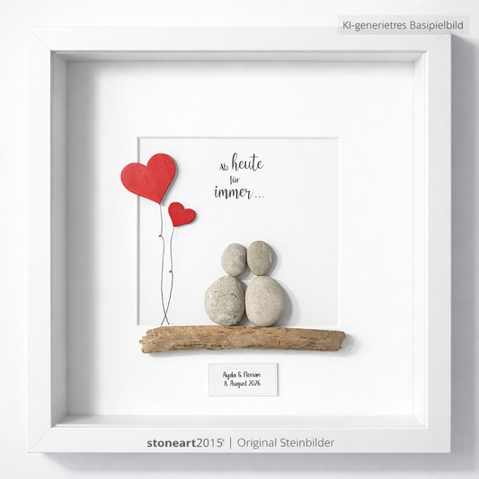 Kieselsteinbild Ab heute für immer – Hochzeitsgeschenk, handgemachtes Steinbild