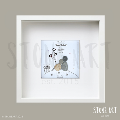 Handgemachtes Steinbild zur Rubinhochzeit – 40 Jahre Ehe, personalisierbar mit Namen und Datum