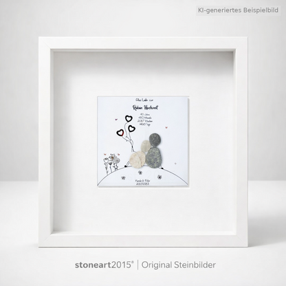 Kieselsteinbild Rubinhochzeit – Geschenk zum 40. Hochzeitstag, handgemachtes Steinbild