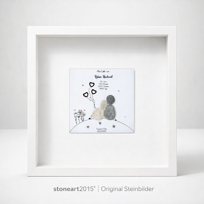 Handgemachtes Steinbild zur Rubinhochzeit – 40 Jahre Ehe, personalisierbar mit Namen und Datum