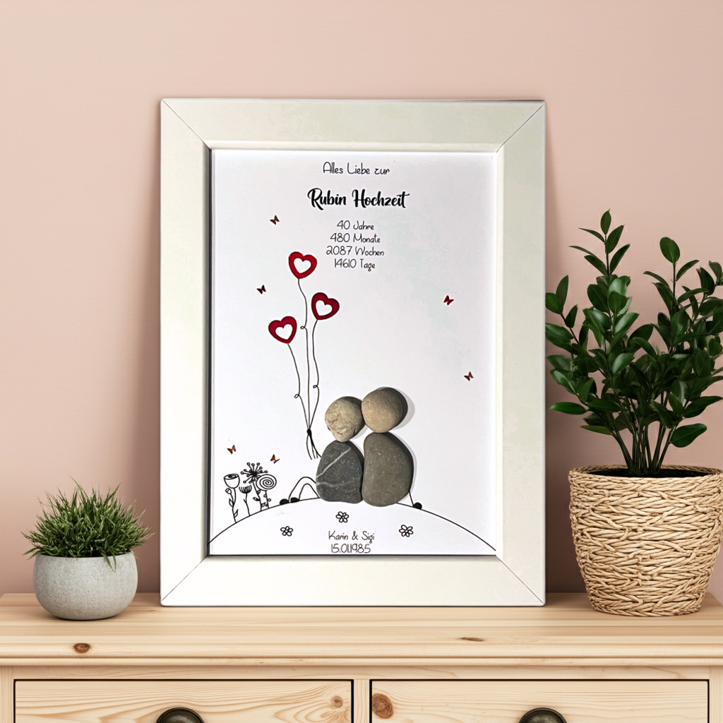 Stone Picture Ruby Wedding – Gift for 40th Wedding Anniversary