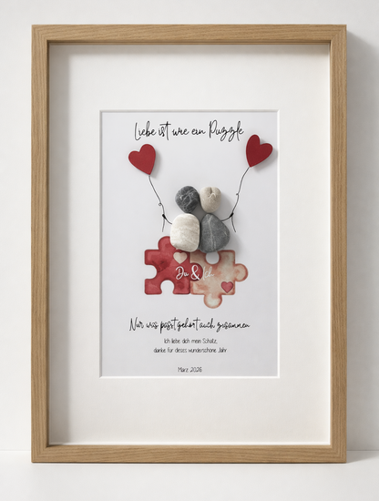 Quadro in pietra "L'amore è come un puzzle" – Regalo di matrimonio & Amore