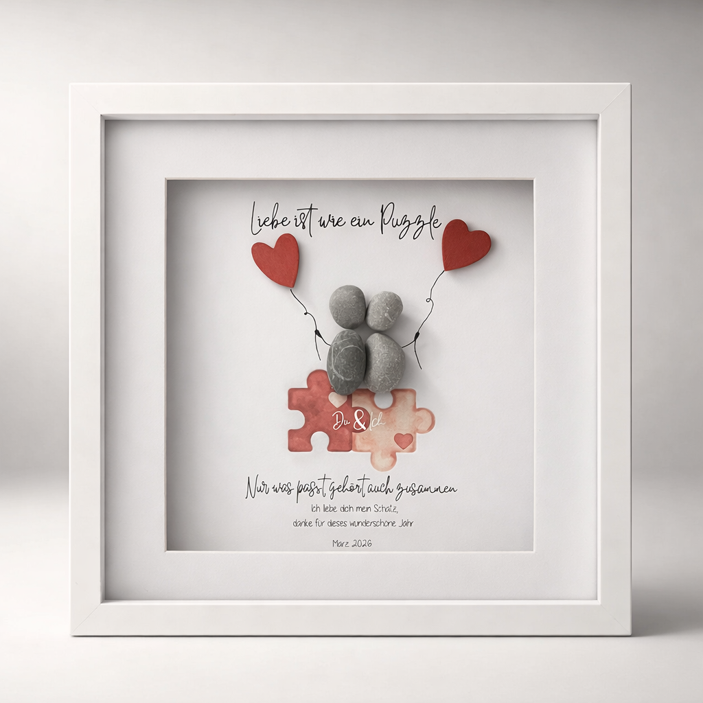 Quadro in pietra "L'amore è come un puzzle" – Regalo di matrimonio & Amore