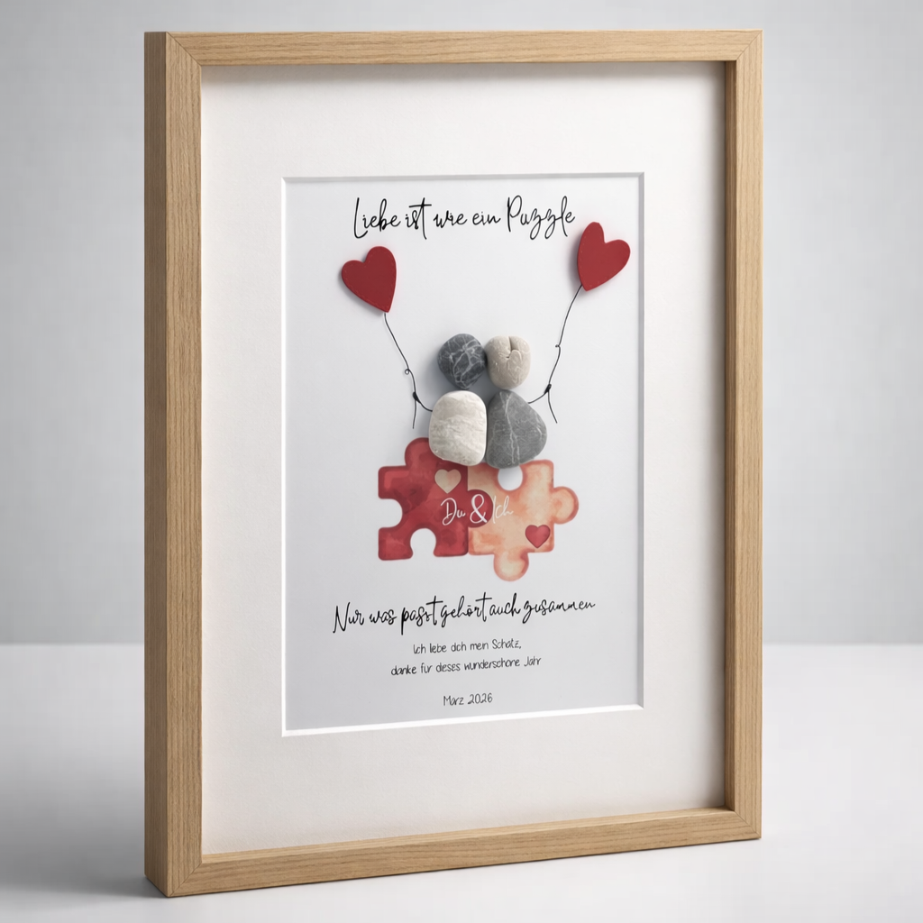 Quadro in pietra "L'amore è come un puzzle" – Regalo di matrimonio & Amore