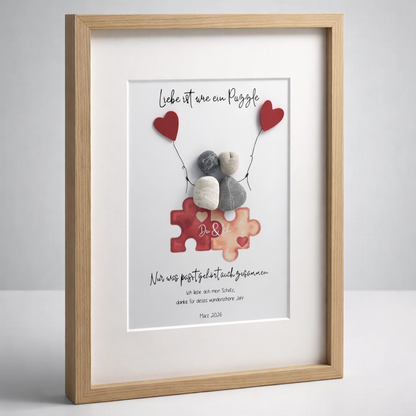 Quadro in pietra "L'amore è come un puzzle" – Regalo di matrimonio & Amore