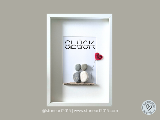 Steinbild Glück ist die Summe schöner Erinnerungen, personalisiertes Hochzeitsgeschenk von Stoneart2015.