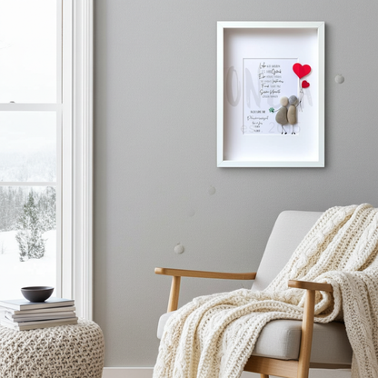 Steinbild Petersilienhochzeit gerahmt im Wohnzimmer – handgemachtes Hochzeitsgeschenk zum 12,5. Jahrestag