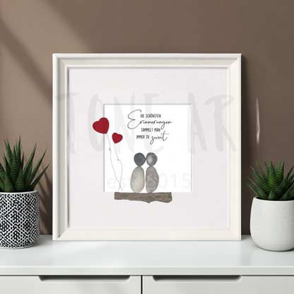 Personalisiertes Kieselsteinbild als Hochzeitsgeschenk aus Naturkieseln – StoneArt2015