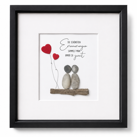 Steinbild Lieblingsmensch mit Spruch „Die schönsten Erinnerungen sammelt man immer zu zweit“ – liebevolles Valentinstag Geschenk für Herzensmensch