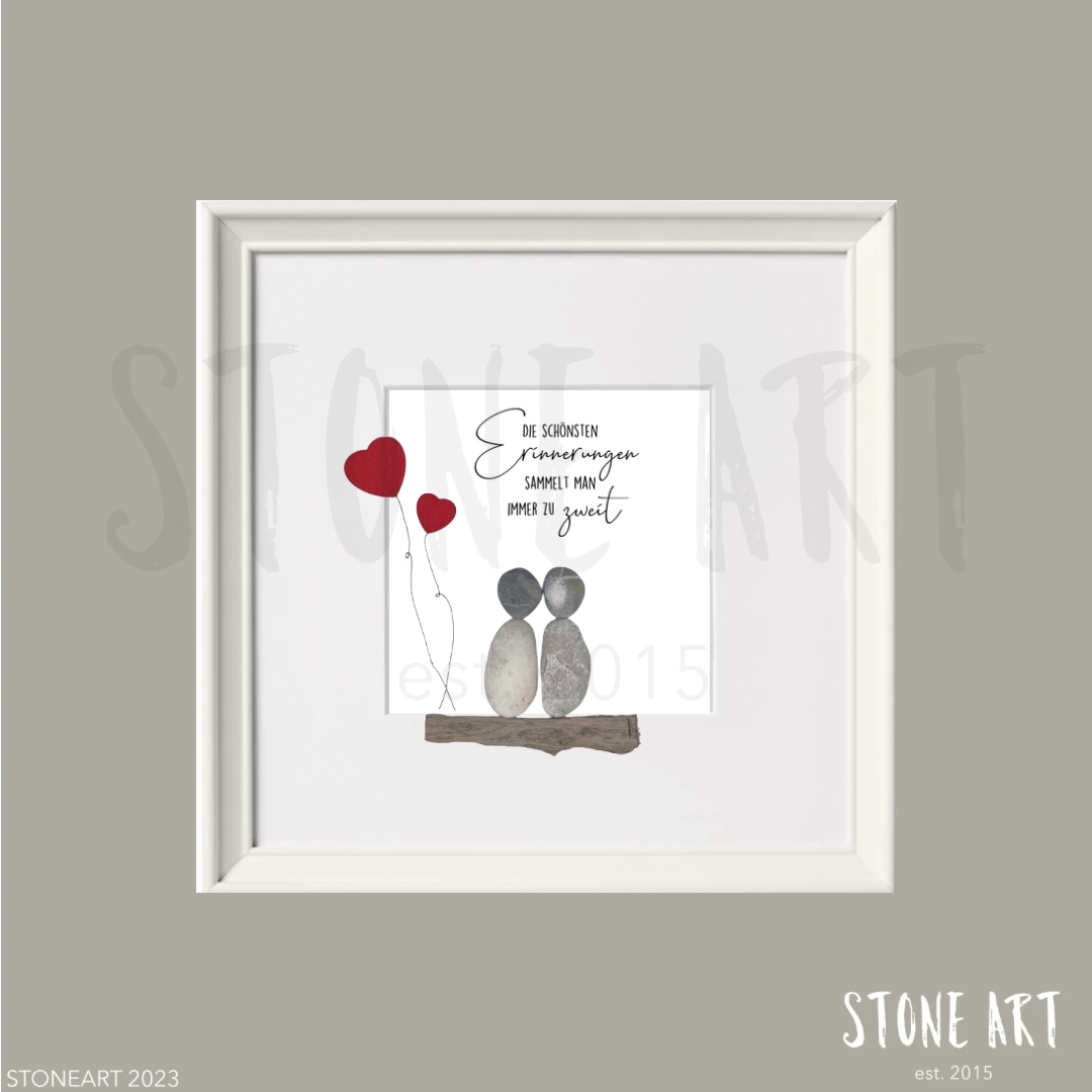 Steinbild Lieblingsmensch mit Spruch „Die schönsten Erinnerungen sammelt man immer zu zweit“ – liebevolles Valentinstag Geschenk für Herzensmensch