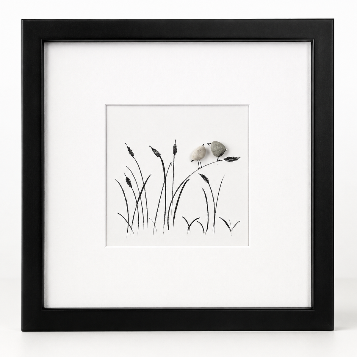 Kieselsteinbild Love Birds – Liebesgeschenk und Hochzeitsgeschenk, handgemachtes Steinbild