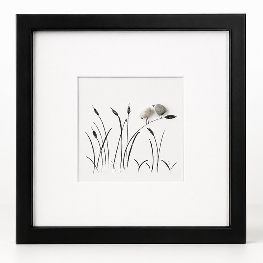 Kieselsteinbild Love Birds – Liebesgeschenk und Hochzeitsgeschenk, handgemachtes Steinbild