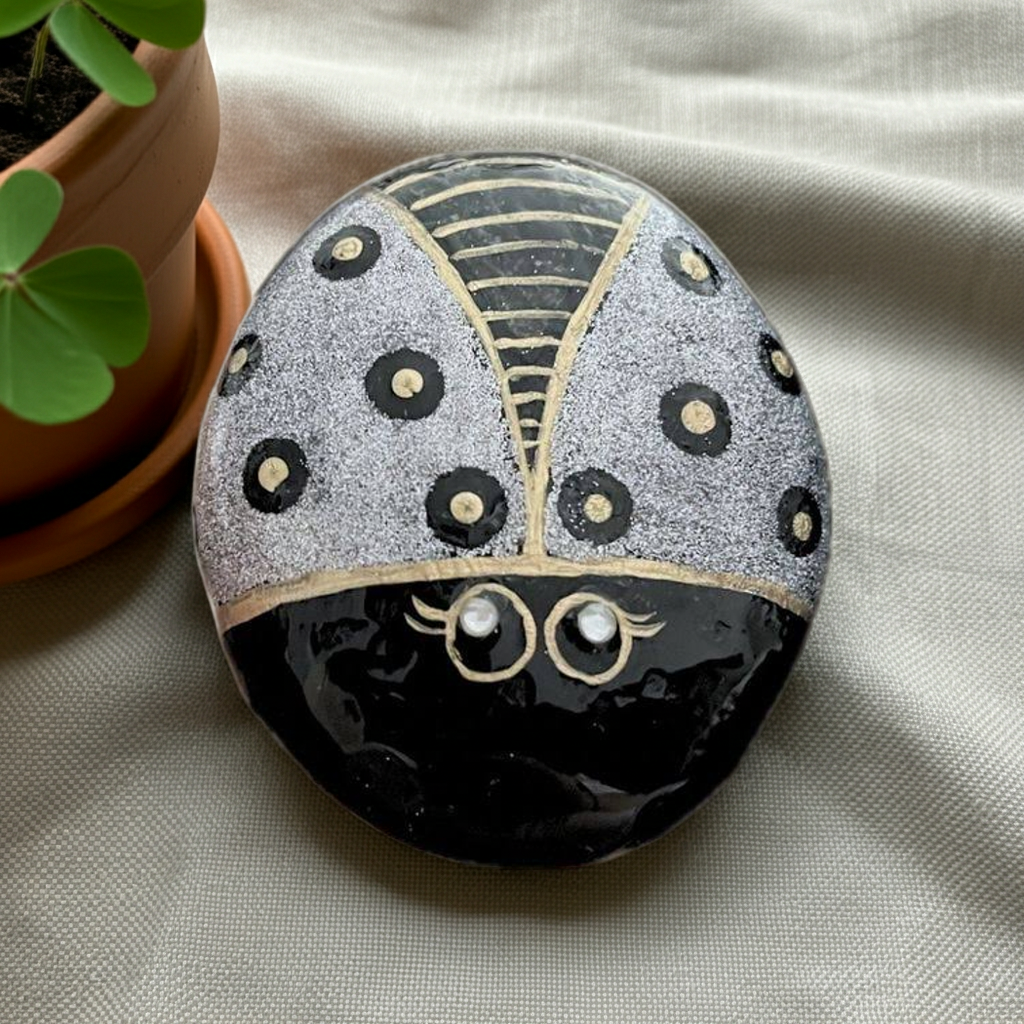 Handbemalter Stein Glückskäfer – Glücksbringer & Geschenkidee