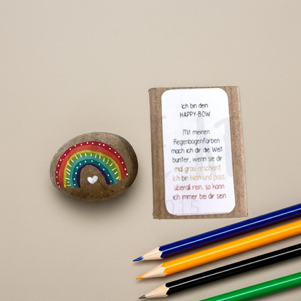 Glücksbringer Regenbogen Stein als Mutmacher Geschenk und Glücksbringer zur Einschulung