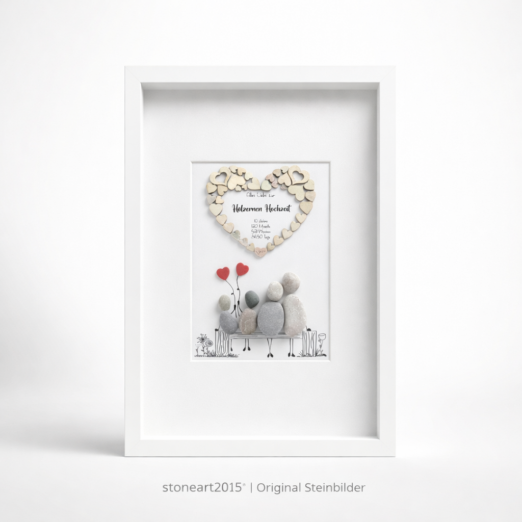 Steinbild zur hölzernen Hochzeit – Geschenk zum 5. oder 10. Hochzeitstag