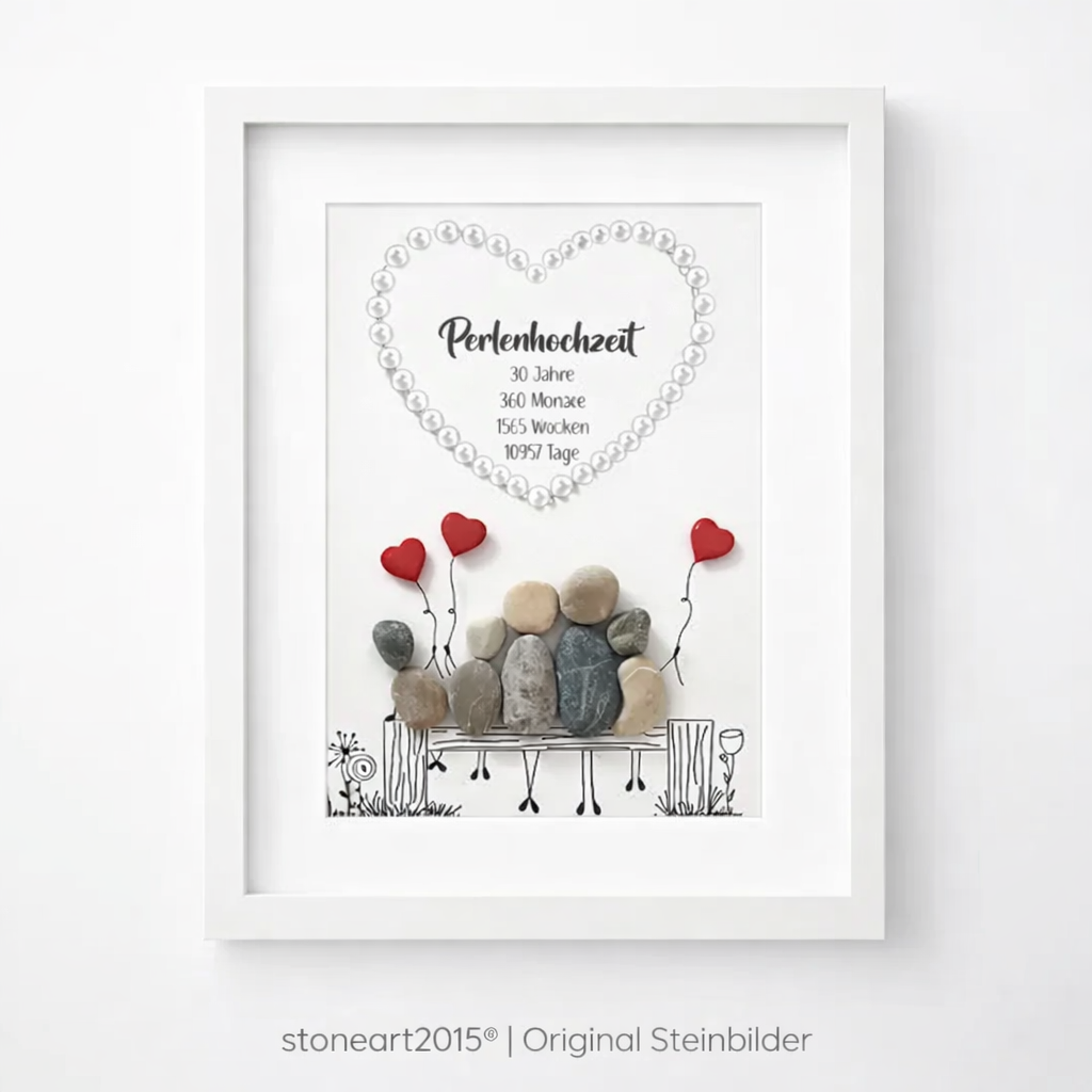 Immagine in pietra di un anniversario di nozze di perle – regalo per il 30° anniversario di matrimonio