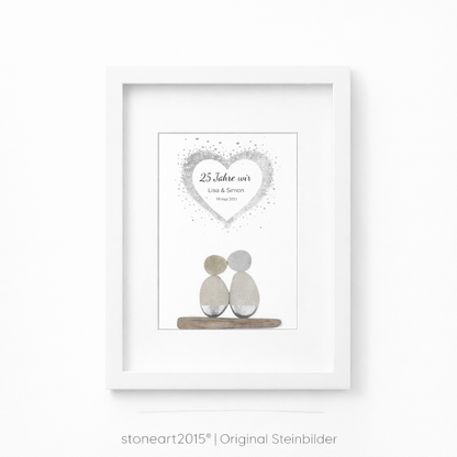 Steinbild Silberhochzeit – 25 Jahre wir – Geschenk zum 25. Hochzeitstag