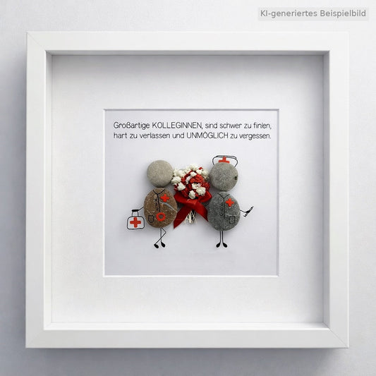 Kieselsteinbild Großartige Kolleginnen – Krankenschwester und Pflegekräfte Geschenk, handgemachtes Steinbild