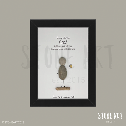 Steinbild Geschenk für Chef – personalisiertes Erinnerungsbild aus Naturkieseln