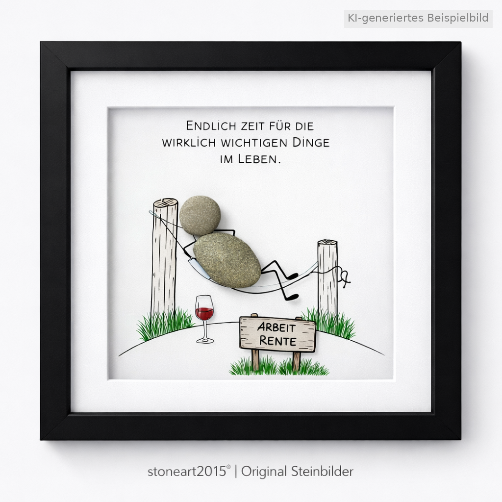 Kieselsteinbild Endlich Zeit für die wirklich wichtigen Dinge im Leben, handgemachtes Steinbild